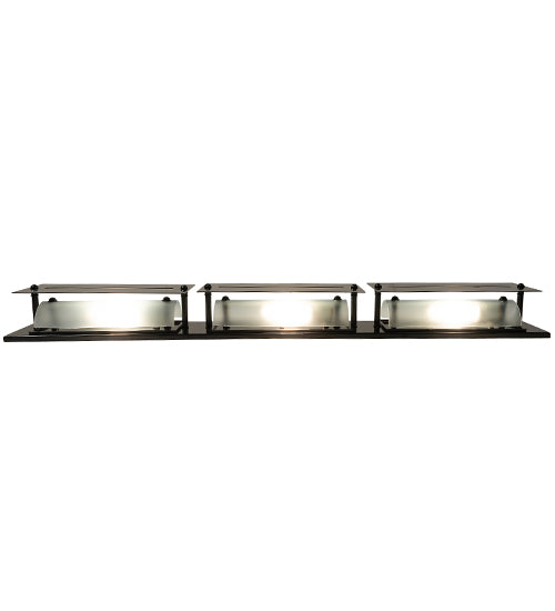 Meyda Lighting Creekside 45" 3-Light Mirror Black Vanity Light With Clear Frosted Shade Glass
