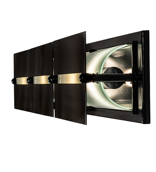 Meyda Lighting Creekside 45" 3-Light Mirror Black Vanity Light With Clear Frosted Shade Glass