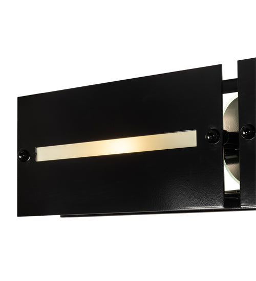 Meyda Lighting Creekside 45" 3-Light Mirror Black Vanity Light With Clear Frosted Shade Glass