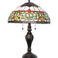 Meyda Lighting Creole 256646 26" 2-Light Mahogany Bronze Table Lamp With Multi-Colored Stained Shade Glass