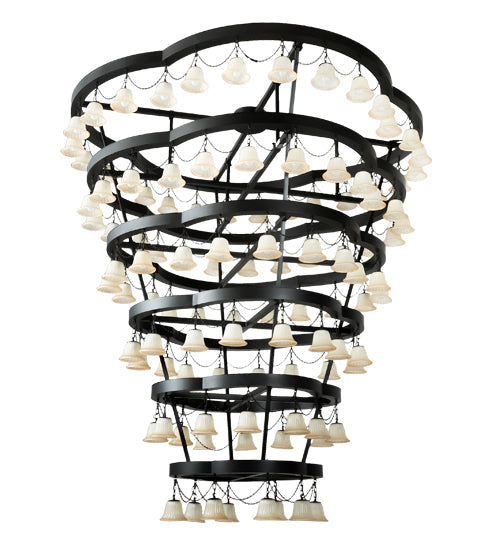 Meyda Lighting Cretella 108" 108-Light Solar Black Chandelier With Beige Shade Glass