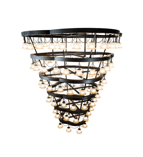 Meyda Lighting Cretella 108" 108-Light Solar Black Chandelier With Beige Shade Glass