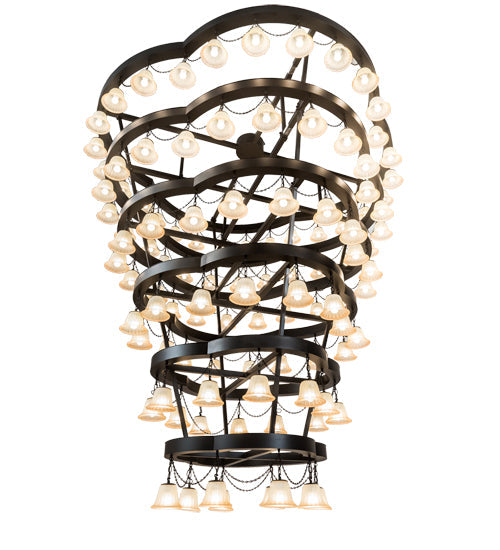 Meyda Lighting Cretella 108" 108-Light Solar Black Chandelier With Beige Shade Glass