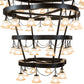 Meyda Lighting Cretella 108" 108-Light Solar Black Chandelier With Beige Shade Glass