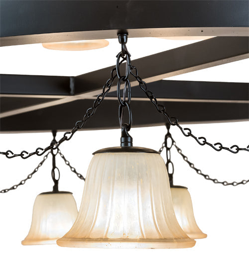 Meyda Lighting Cretella 108" 108-Light Solar Black Chandelier With Beige Shade Glass