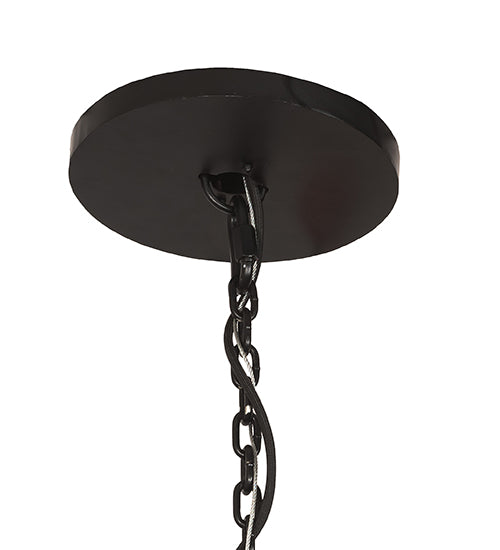 Meyda Lighting Cretella 114" 86-Light Solar Black Chandelier With Beige Shade Glass