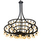 Meyda Lighting Cretella 114" 86-Light Solar Black Chandelier With Beige Shade Glass