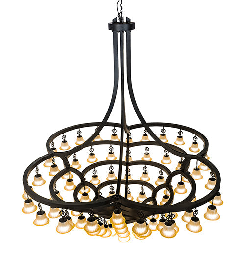 Meyda Lighting Cretella 114" 86-Light Solar Black Chandelier With Beige Shade Glass