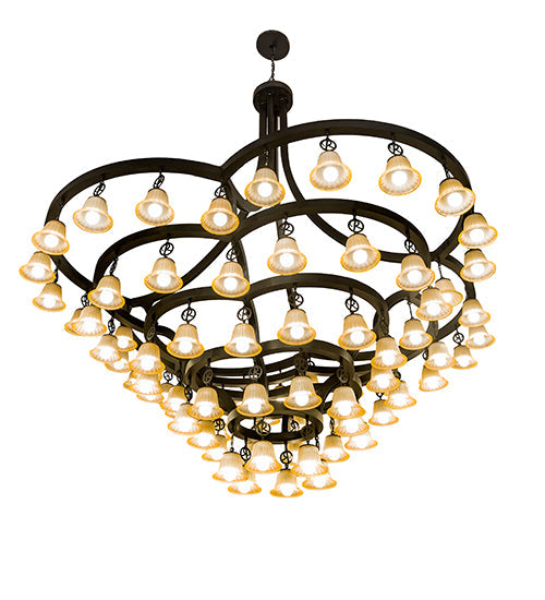 Meyda Lighting Cretella 114" 86-Light Solar Black Chandelier With Beige Shade Glass