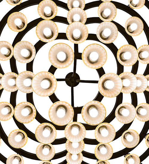 Meyda Lighting Cretella 114" 86-Light Solar Black Chandelier With Beige Shade Glass