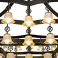 Meyda Lighting Cretella 114" 86-Light Solar Black Chandelier With Beige Shade Glass