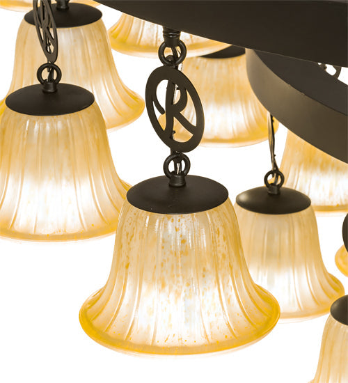 Meyda Lighting Cretella 114" 86-Light Solar Black Chandelier With Beige Shade Glass