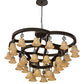 Meyda Lighting Cretella 197782 65" 34-Light Solar Black Chandelier With Beige Shade Glass