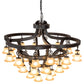 Meyda Lighting Cretella 197782 65" 34-Light Solar Black Chandelier With Beige Shade Glass