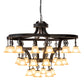 Meyda Lighting Cretella 197782 65" 34-Light Solar Black Chandelier With Beige Shade Glass