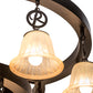 Meyda Lighting Cretella 197782 65" 34-Light Solar Black Chandelier With Beige Shade Glass