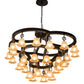 Meyda Lighting Cretella 197782 65" 34-Light Solar Black Chandelier With Beige Shade Glass