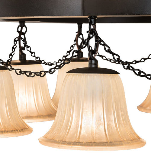 Meyda Lighting Cretella 60" 36-Light 3-Tier Solar Black Chandelier With Beige Shade Glass