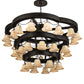 Meyda Lighting Cretella 60" 36-Light 3-Tier Solar Black Chandelier With Beige Shade Glass
