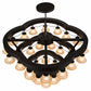 Meyda Lighting Cretella 60" 36-Light 3-Tier Solar Black Chandelier With Beige Shade Glass