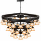 Meyda Lighting Cretella 60" 36-Light 3-Tier Solar Black Chandelier With Beige Shade Glass