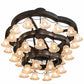Meyda Lighting Cretella 60" 36-Light 3-Tier Solar Black Chandelier With Beige Shade Glass
