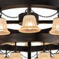 Meyda Lighting Cretella 60" 36-Light 3-Tier Solar Black Chandelier With Beige Shade Glass
