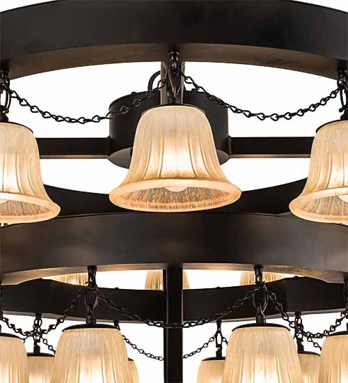 Meyda Lighting Cretella 60" 36-Light 3-Tier Solar Black Chandelier With Beige Shade Glass