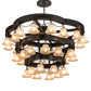 Meyda Lighting Cretella 60" 36-Light 3-Tier Solar Black Chandelier With Beige Shade Glass