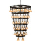 Meyda Lighting Cretella 60" 72-Light 6-Tier Solar Black Chandelier With Beige Shade Glass