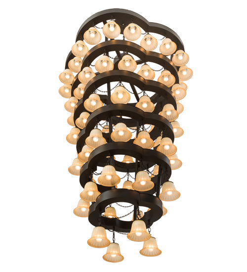 Meyda Lighting Cretella 60" 72-Light 6-Tier Solar Black Chandelier With Beige Shade Glass