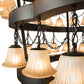 Meyda Lighting Cretella 60" 72-Light 6-Tier Solar Black Chandelier With Beige Shade Glass