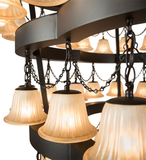 Meyda Lighting Cretella 60" 72-Light 6-Tier Solar Black Chandelier With Beige Shade Glass