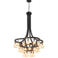 Meyda Lighting Cretella 65" 34-Light Solar Black Chandelier With Beige Shade Glass