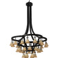 Meyda Lighting Cretella 65" 34-Light Solar Black Chandelier With Beige Shade Glass