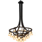 Meyda Lighting Cretella 65" 34-Light Solar Black Chandelier With Beige Shade Glass