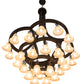 Meyda Lighting Cretella 65" 34-Light Solar Black Chandelier With Beige Shade Glass