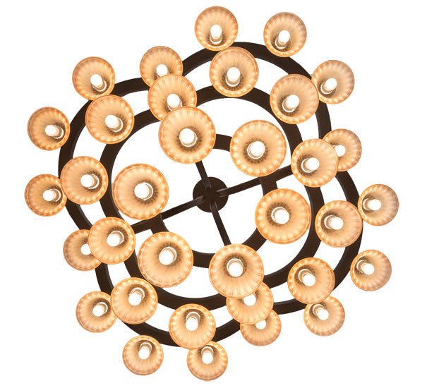 Meyda Lighting Cretella 65" 34-Light Solar Black Chandelier With Beige Shade Glass