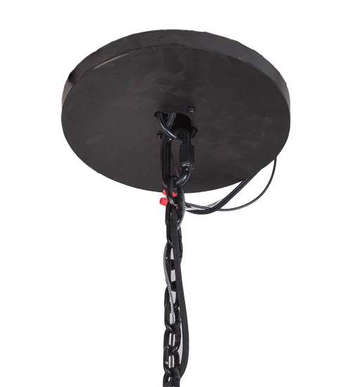 Meyda Lighting Cretella 65" 34-Light Solar Black Chandelier With Beige Shade Glass
