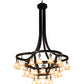 Meyda Lighting Cretella 65" 34-Light Solar Black Chandelier With Beige Shade Glass