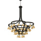 Meyda Lighting Cretella 90" 58-Light Solar Black Chandelier With Beige Shade Glass
