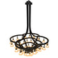Meyda Lighting Cretella 90" 58-Light Solar Black Chandelier With Beige Shade Glass