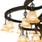 Meyda Lighting Cretella 90" 58-Light Solar Black Chandelier With Beige Shade Glass