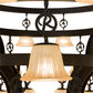 Meyda Lighting Cretella 90" 58-Light Solar Black Chandelier With Beige Shade Glass