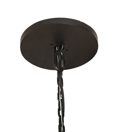 Meyda Lighting Cretella 90" 58-Light Solar Black Chandelier With Beige Shade Glass