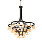 Meyda Lighting Cretella 90" 58-Light Solar Black Chandelier With Beige Shade Glass