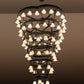 Meyda Lighting Cretella 96" 84-Light 6-Tier Solar Black Chandelier With Beige Shade Glass
