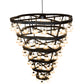 Meyda Lighting Cretella 96" 84-Light 6-Tier Solar Black Chandelier With Beige Shade Glass
