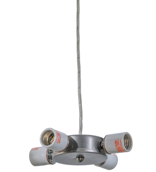 Meyda Lighting Crinkle 26" 4-Light Brushed Nickel Inverted Pendant Light With Clear Textured Crushed Ice Shade Glass