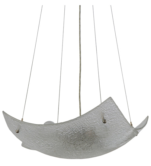 Meyda Lighting Crinkle 26" 4-Light Brushed Nickel Inverted Pendant Light With Clear Textured Crushed Ice Shade Glass